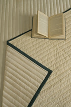 Ivory Emerald Minimal Quilted Bedcover