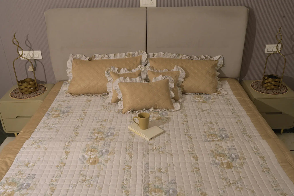 Champagne Floral Classic Bedcover Set