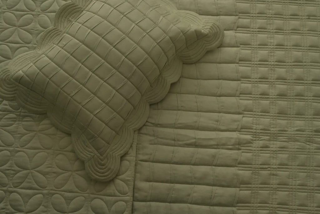 Sage Scallop Embossed Bedcover