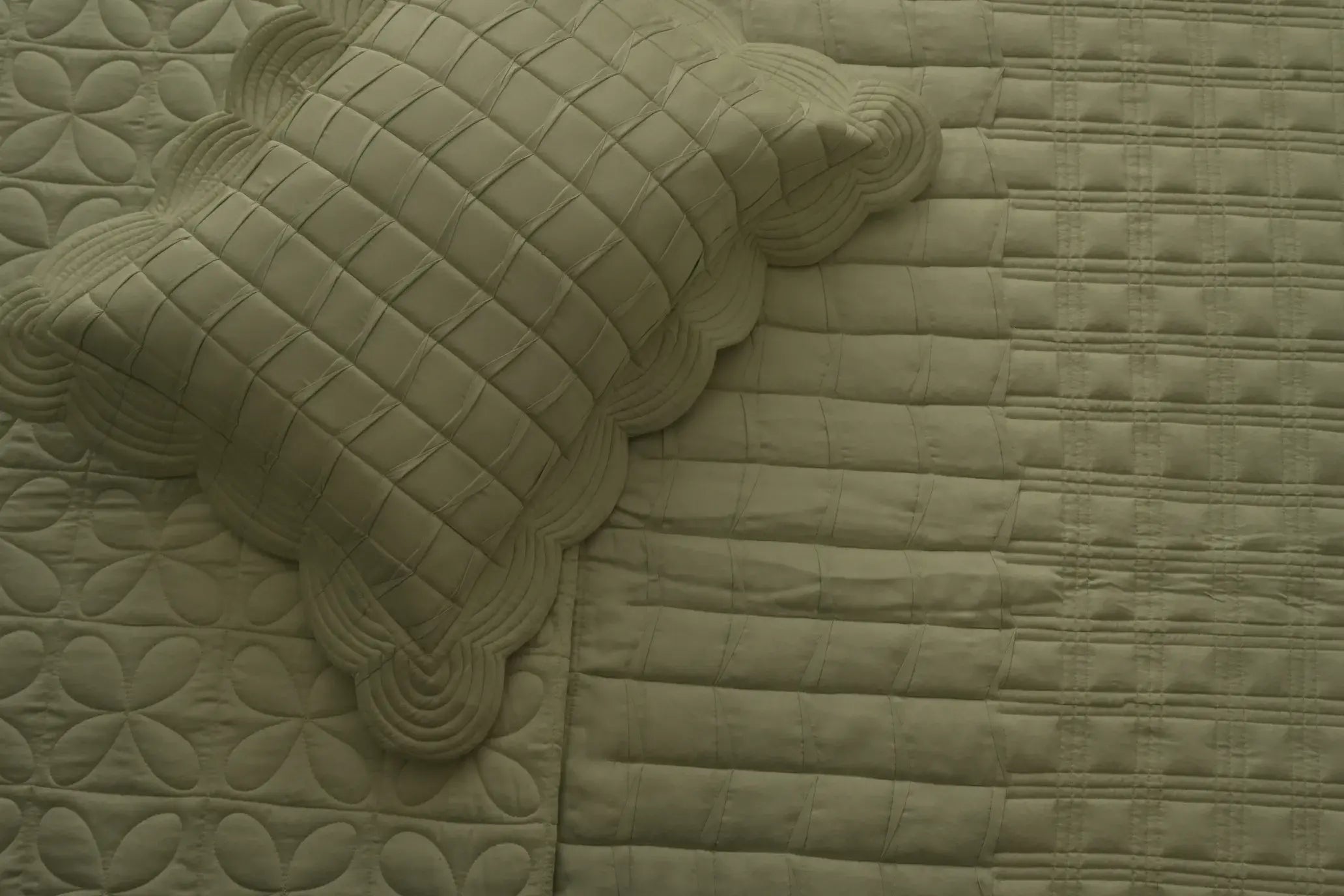 Sage Scallop Embossed Bedcover