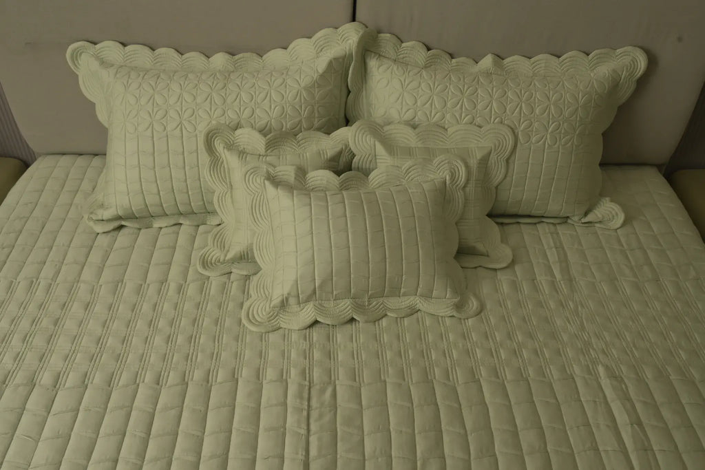 Sage Scallop Embossed Bedcover