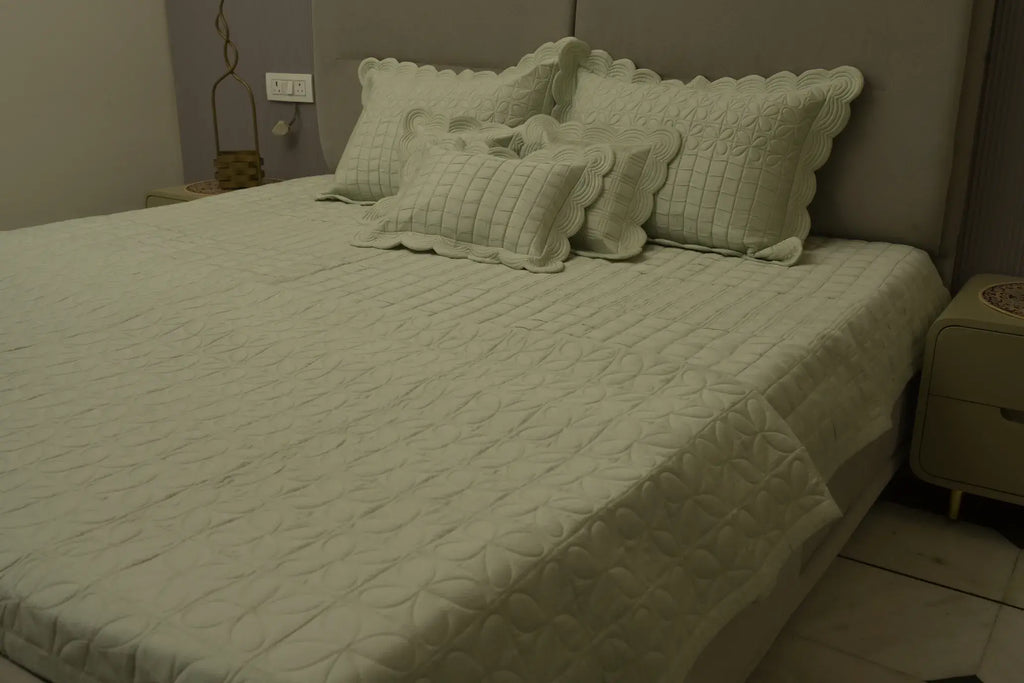 Sage Scallop Embossed Bedcover