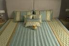Aqua Gold Heritage Satin Bedcover