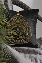 black velvet with golden blue embroidery
