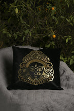 black velvet with golden blue embroidery