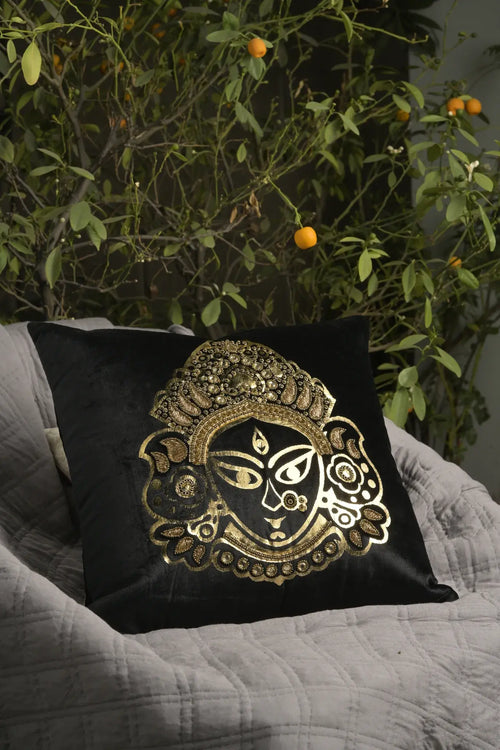 black velvet with golden blue embroidery