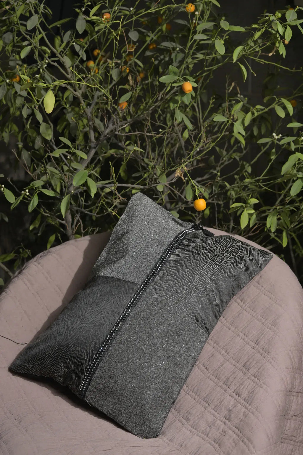 Grey & Black Velvet With Stone Work