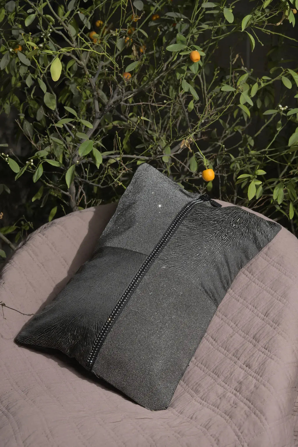Grey & Black Velvet With Stone Work