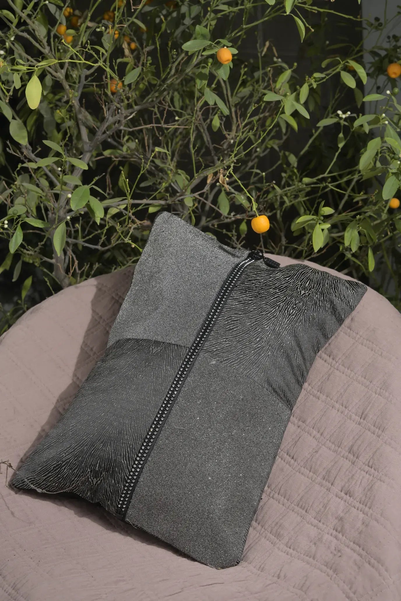 Grey & Black Velvet With Stone Work