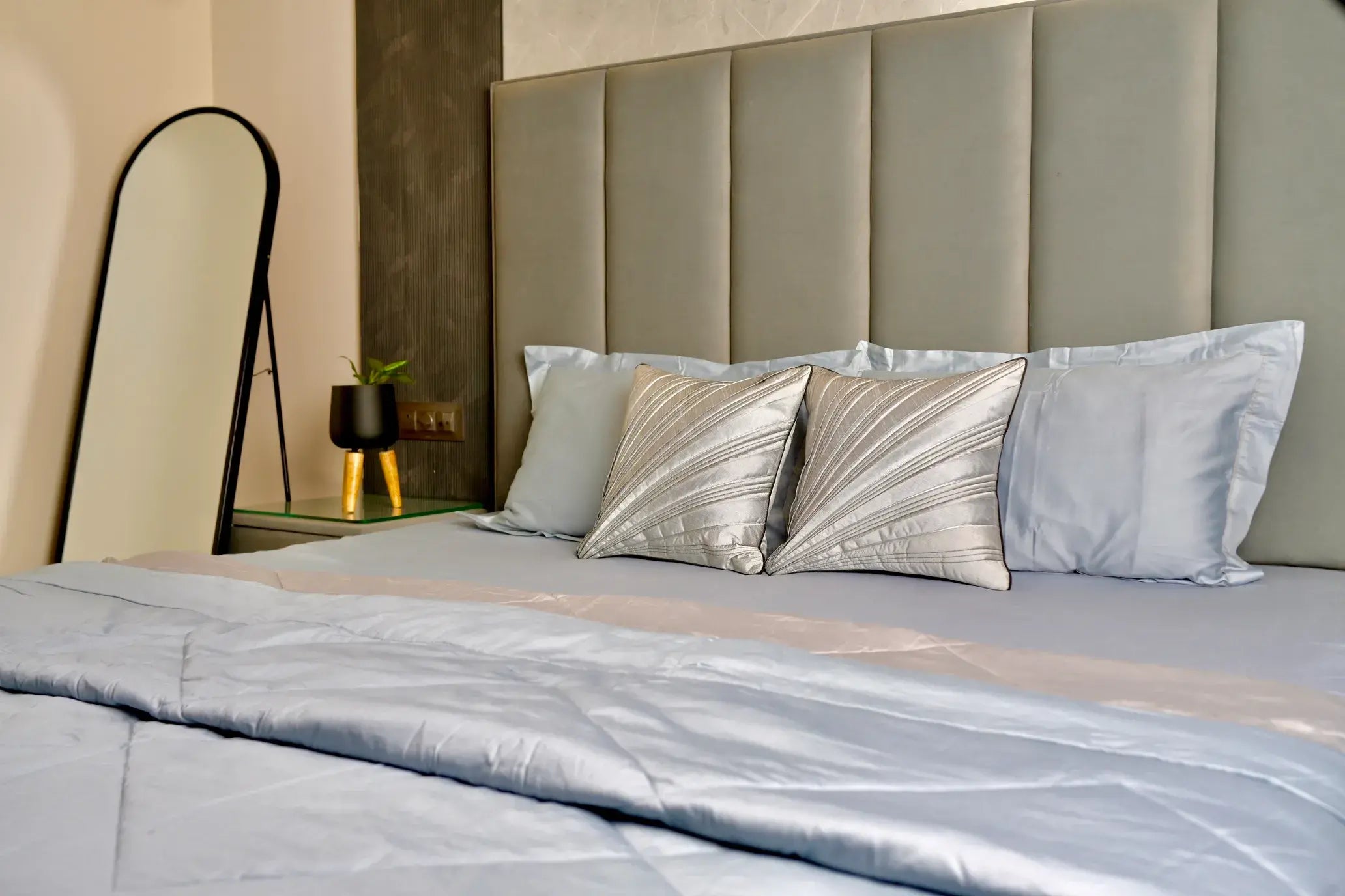 Celeste Ice-Blue Quilted Comforter Set