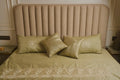 Aurelia Olive Satin-Cotton Geometric Bedcover