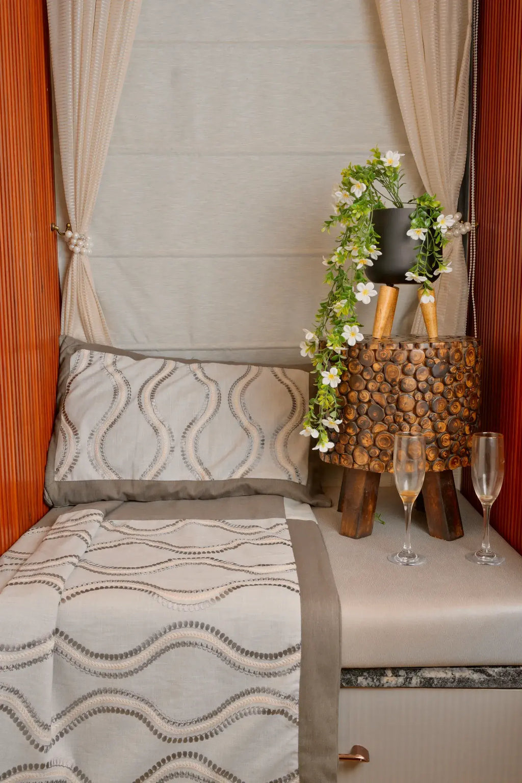 Driftstone Linen-Cotton Threadwork Bedcover