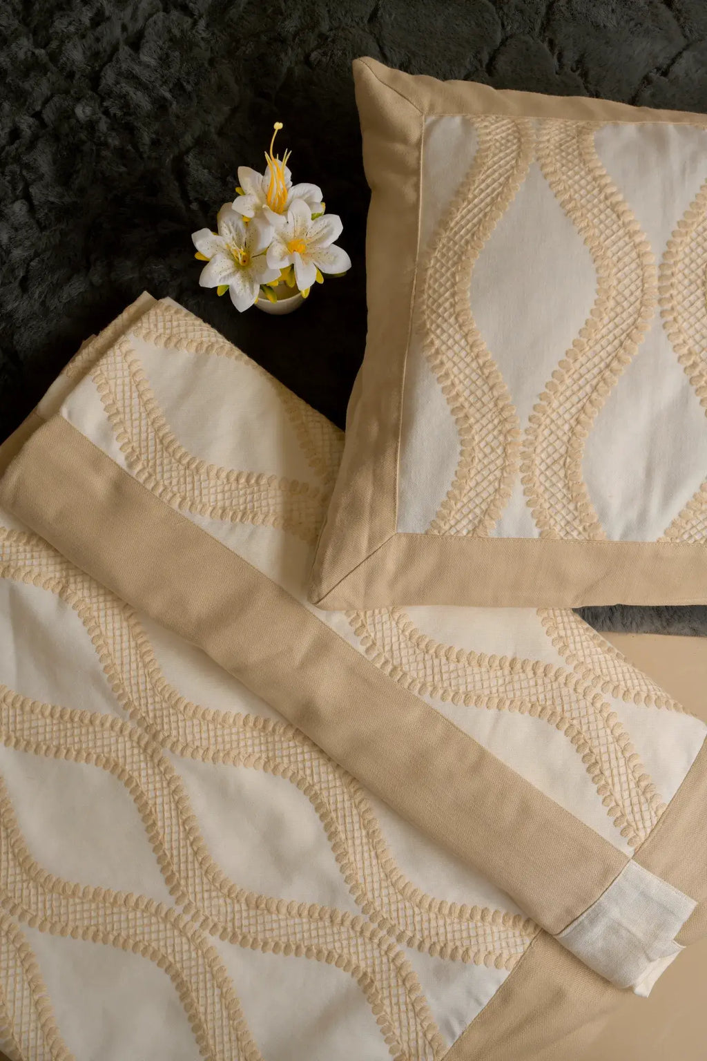 Sandbar Beige Linen-Cotton Textured Bedcover