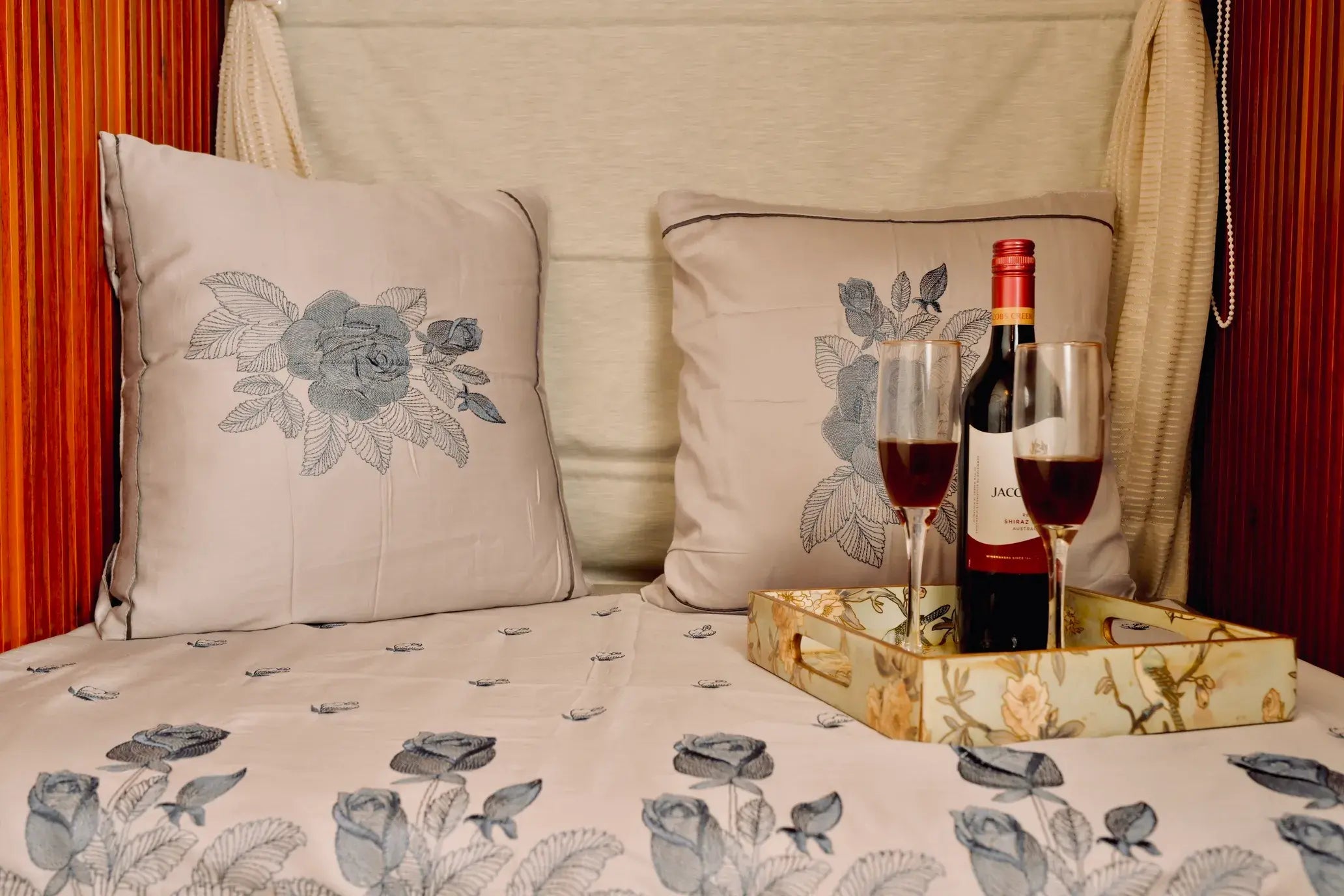 Moonrose Satin-Cotton Embroidered Bedcover