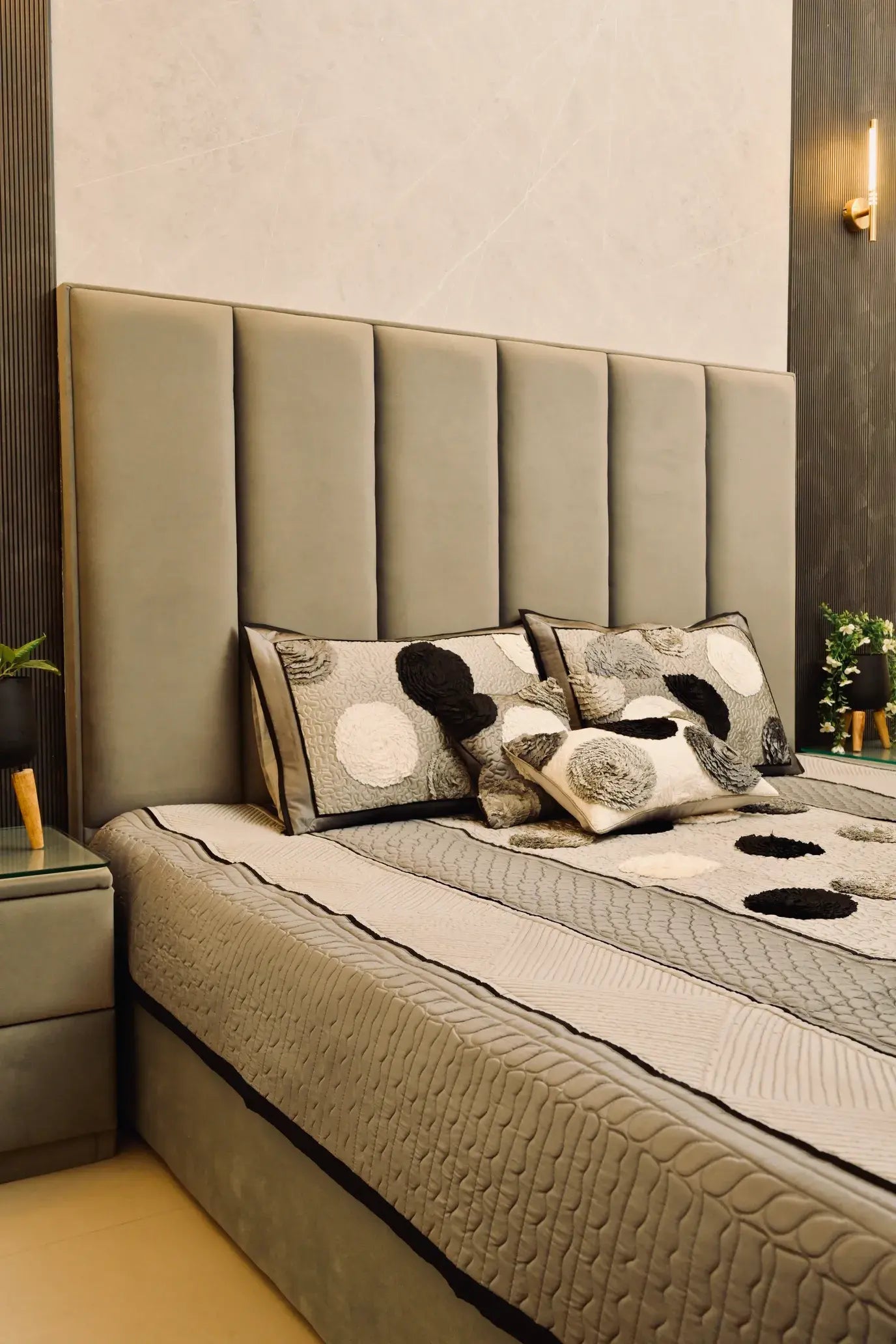 Noir Luxe Quilted-Embroidered Silk Bedcover